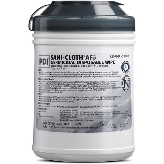 Sani-Cloth® AF3 Surface Disinfectant Cleaner Premoistened Germicidal Wipe 160 Count Canister Disposable Mild Scent NonSterile