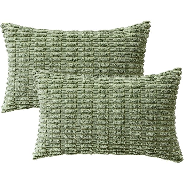 Pack Of 2 Corduroy Decorative Throw Pillow Covers 12x20 Inch Soft Boho Striped Pillow Covers Modern Farmhouse Home Decor For Spring Sofa Living Room C