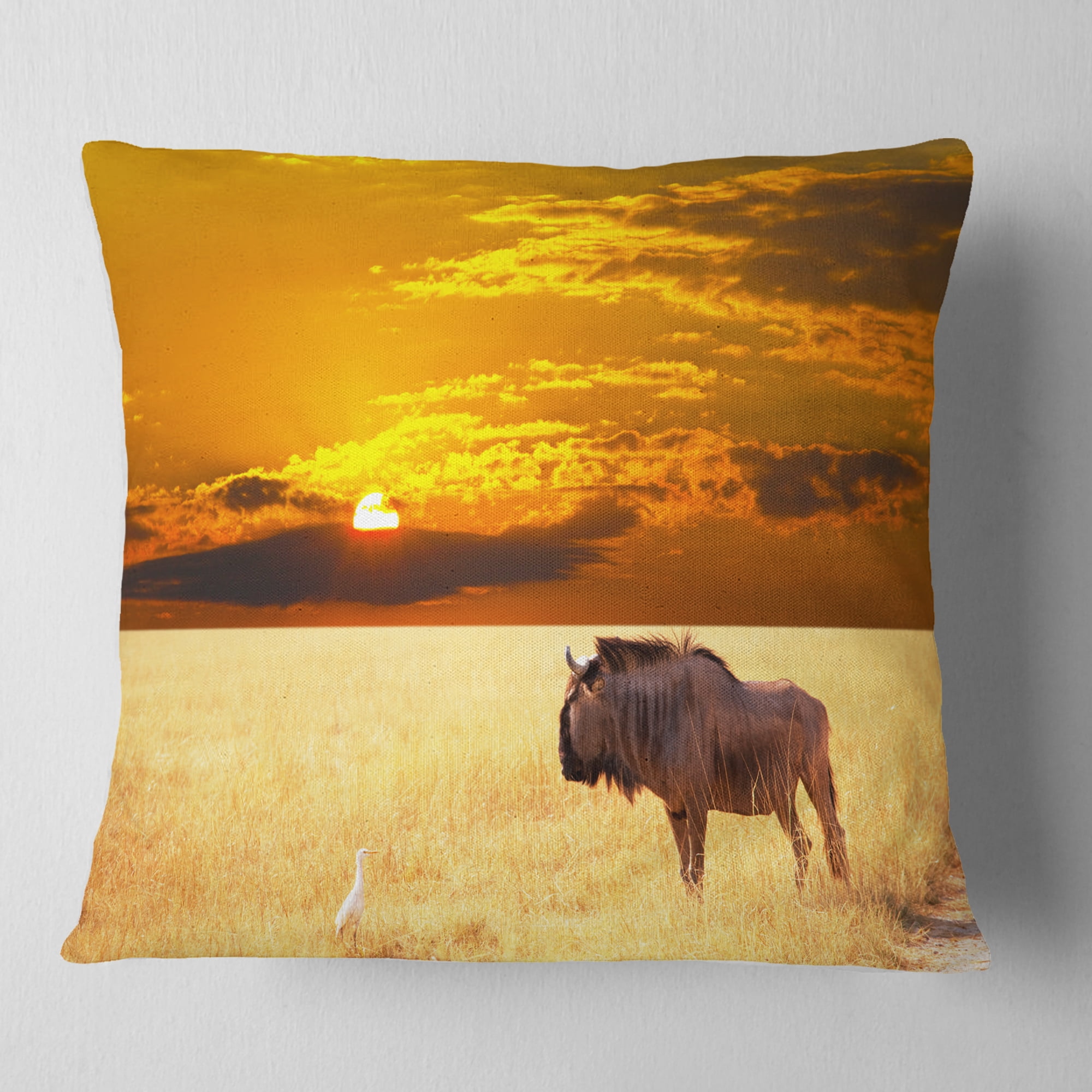 Designart 16" x 16" Yellow Polyester Throw Pillow