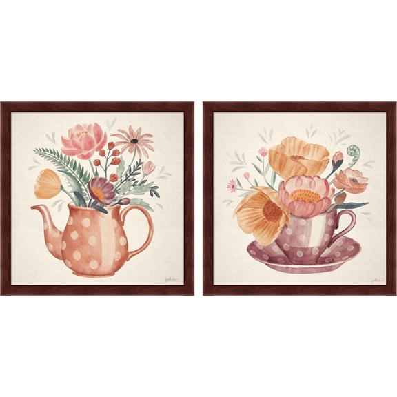 Great Art Now Cottage Botanical B by Janelle Penner, 2 Piece Framed Art Set Each 13"W x 13"H