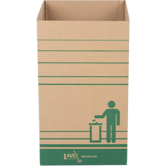 TableTop King 40 Gallon Kraft Corrugated Cardboard Trash and Recycling Container - 2/Pack