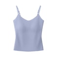 thumbnail image 4 of Blue Tank Tops for Women V Neck In Bra Tank High Strechy Sleeveless Slim Fit Tops Camisole Workout Tops on Sale, 4 of 6