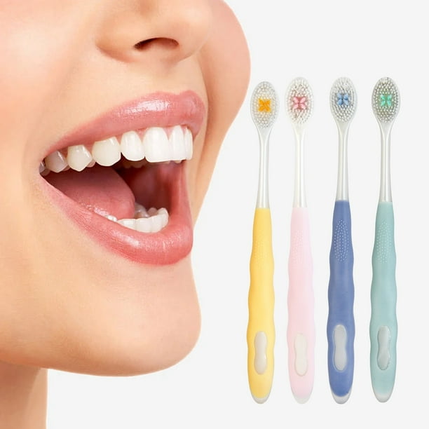 Cepillo de dientes manual para adultos | Cerdas suaves de alta densidad 0.15mm | Cabezal redondo | Material TPR duradero | Suave con encías sensibles | Mango con agarre perlado | Longitud 7.5 in