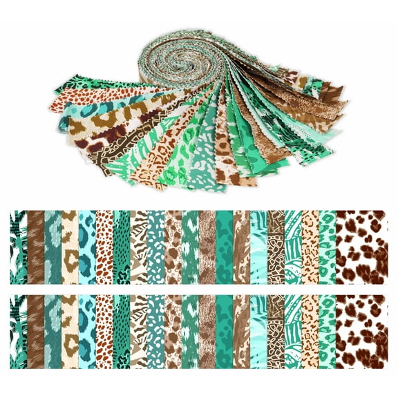 Soimoi 40Pcs Animal Skin Print Precut Fabrics Strips Roll Up 1.5x42 inches Cotton Jelly Rolls For Quilting - Multicolor