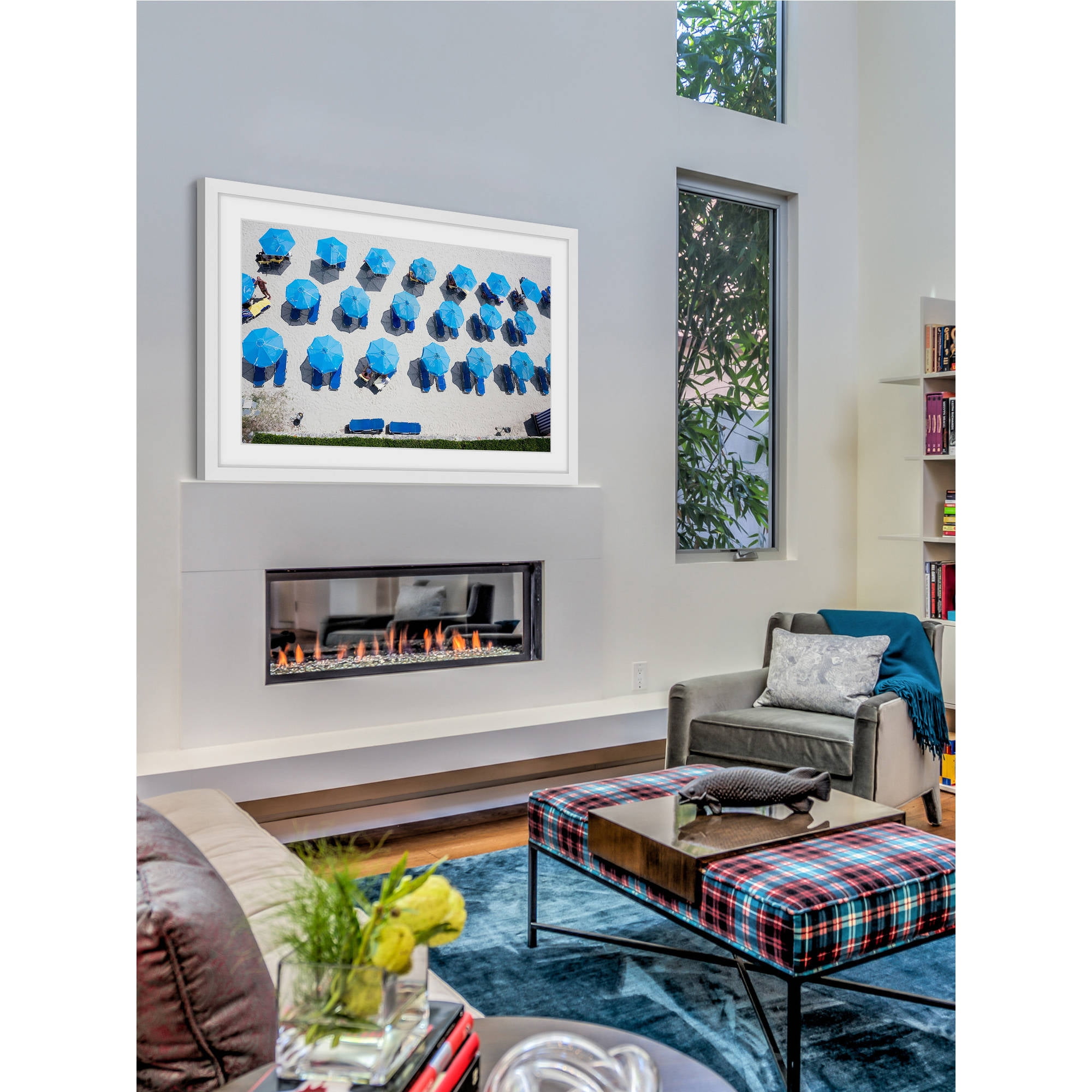 Marmont Hill "Blue Umbrellas" Framed Painting Print