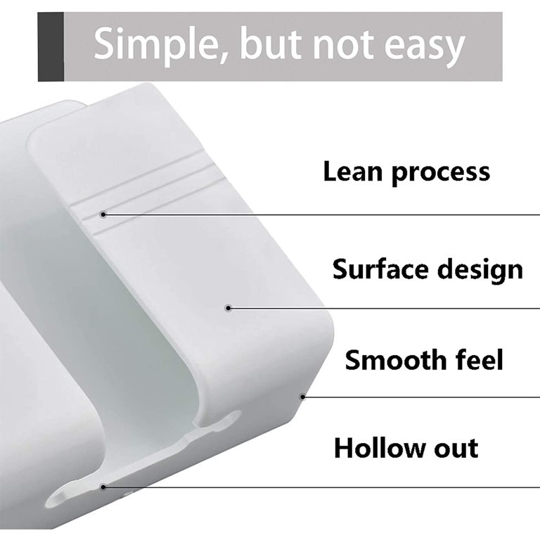 Self-Adhesive Wall Mount Phone Holder With 2 Hooks & Charging Hole - No Drill