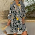 thumbnail image 3 of Ichuanyi Woman Dress Women's Ladies Loose Print Three Quarter Sleeve Mini Dress Summer Dress, 3 of 9
