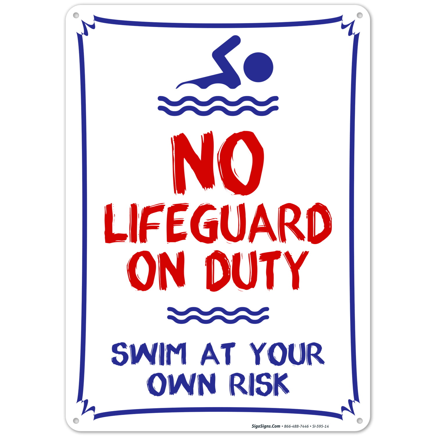 8"x12" Tiki Bar Sign Swim At Own Risk Lifeguard On Beer Break MADE IN USA 