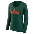 thumbnail image 2 of Women's Green Miami Hurricanes Speed Tested V-Neck Long Sleeve T-Shirt, 2 of 3