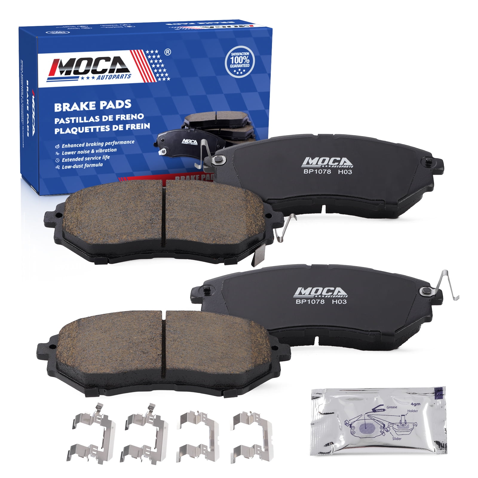 MOCA AUTOPARTS D1078 4x Front Brake Pads Fit for 2015-2021 Subaru WRX 2.0L & 2010-2019 Subaru Legacy Outback 3.6L & 2014-2018 Subaru Forester 2.0L