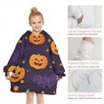 thumbnail image 6 of Halloween Pumpkin Bat Pattern Blanket Hoodies for Kids 6-13YR Oversize Wearable Blanket Hoodies for Boys Girls Teens, 6 of 7