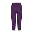 thumbnail image 6 of QUYUON Women's Capris Yoga Pants Loose Soft Drawstring Workout Sweatpants Stretchy Jogger Capris with Pockets Buttons Ladies Capris Cropped Trousers Lightweight Capris, Style P186 Purple 3XL, 6 of 7