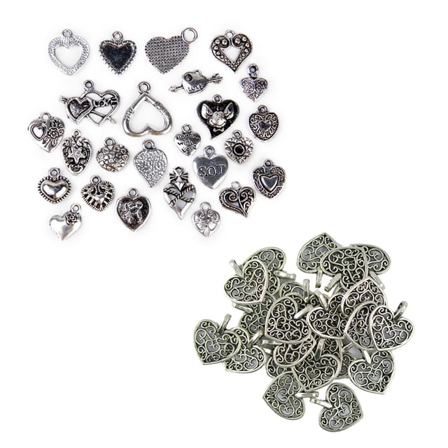 75PCS / Lot Varias formas de corazón de filigrana Colgantes de metal Artesanía de bricolaje Macarena Colgantes Corazones