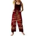 thumbnail image 5 of Women's Casual Sleeveless Christmas Print Cotton Jumpsuit, Dark Red, Size XXL, 5 of 6