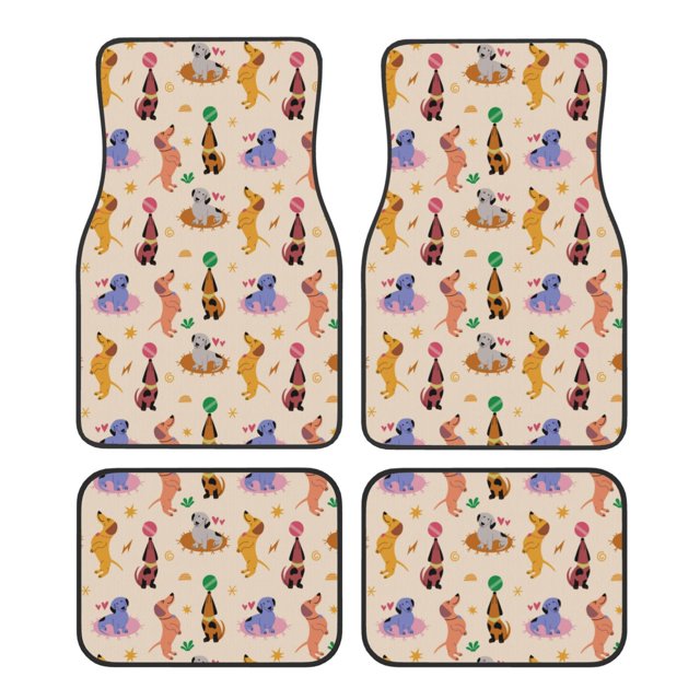Kdxio Dogs In Different Poses Print Car Floor Mats Universal SUV Front Rear Floor Foot Mats 4-Piece Full Set with Non-Slip Rubber Backing Car Accessories for Most Cars