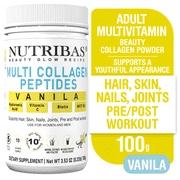 Multi Collagen Protein Powder, with HA Biotin Vit. C MCT, Vanilla - 10 Servings