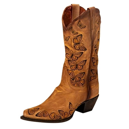 

Boots Deals 2022 Juebong Women s Ladies Fashion Casual Square Heels Long Ankle Boots Slip On Shoes