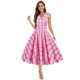 thumbnail image 1 of ICHUANYI Clearance Women's Fashion V-neck Sleeveless Backless Vintage Printed Party Cocktail Dresses Stretchy Dresses(Pink, XL) ICHUANYI WER2023081512199, 1 of 9