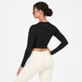 thumbnail image 4 of YITTY Active Women's UltraLuxe Long Sleeve Cropped Workout Top, Athleisure, 4-Way-Stretch, Iconic Black, S, 4 of 6