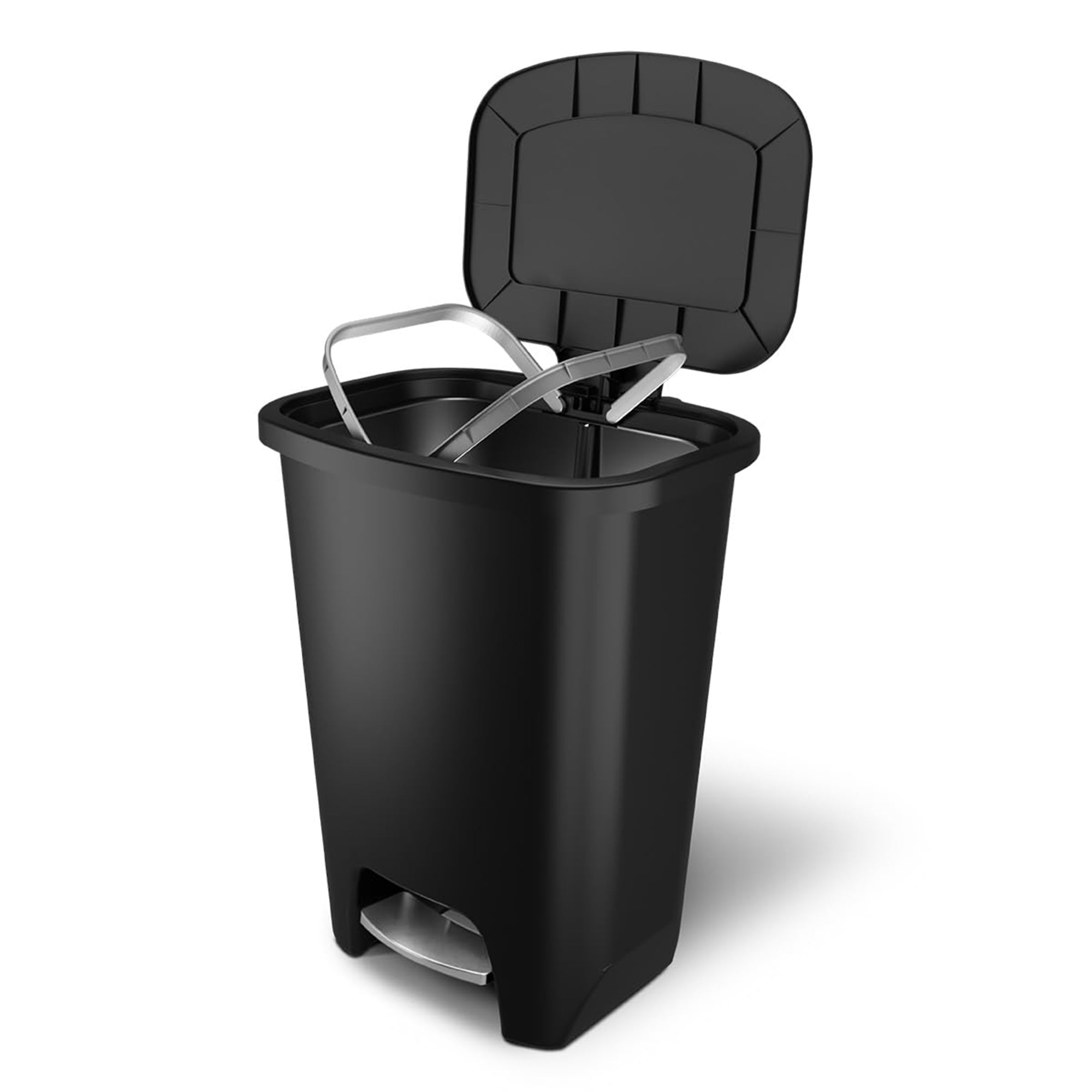 Open Box Glad Trash Can w/ Lid, Stainless Foot Pedal & Garbage Bag Rings, 20Gal