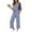 Blue, variant on 2 Piece Matching Lounge Sets for Women Summer Henley Neck Wide Leg Pants Casual Sweat Suit