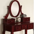 thumbnail image 2 of Vanity Table Set with 5 Drawers, Makeup Dressing Table w/Cushioned Stool, Girls Women Dressing Desk Set with Oval Mirror, Cherry, 2 of 7