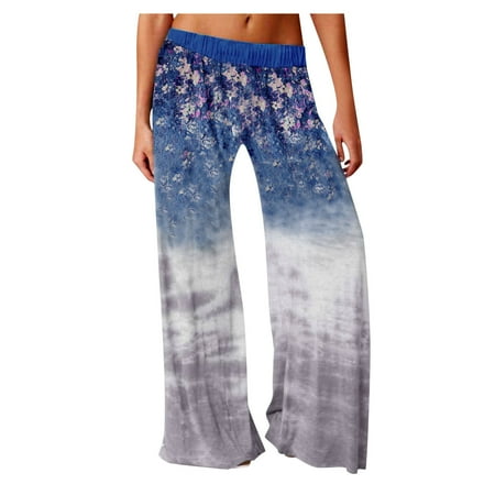 

Bowake Women s Comfy Print Pajama Pants Stretch Drawstring Palazzo Lounge Wide Leg Pant