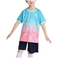 thumbnail image 1 of Zpanxa Boys Summer Outfits Kids Gradient Basketball Suit Set Training Kit Sweat Absorbing Side Pockets Sports Suit 9 Years, 1 of 3