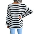 thumbnail image 4 of Fesfesfes Women Sweaters Casual Stripes Casual Loose Long Sleeve Sweater Short Tops on, 4 of 5