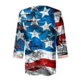 thumbnail image 5 of Fartey 4th of July Plus Size T Shirts for Women Summer American Flag Graphic Tees Dressy Casual Eyelet V Neck Shirts Independence Day Short Sleeve Patriotic Tops Blue L, 5 of 5