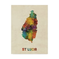 Trademark Fine Art 'St Lucia Watercolor Map' Canvas Art by Michael Tompsett