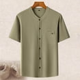 thumbnail image 2 of Mens Button Down Shirt Tee T Shirt Mens Tall Long Sleeve T Shirts Fitted Dress Button Crotch Sleeve Pajama Shirts Blank Tee Fitted Men Long Blouse Men's Short Casual Solid Green L2, 2 of 4