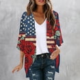 thumbnail image 2 of Abomasnow Women's Plus Size Jackets Independence Day Long Sleeve V-Neck Printed Cardigans Casual Soft Lightweight Coats, 2 of 5