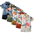 thumbnail image 2 of FLMEI Toddler Newborn Boys Summer Shorts Set Floral Outfits Button Down Shirt Top Shorts Hawaiian Clothes Gentleman Outfits 2 PCS, 2 of 8