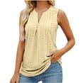 thumbnail image 2 of Spring Tops for Women 2025 Viikei Womens Tank Tops V Neck Sleeveless,Women's Solid Color Hole V-neck Slim Vest Female Tops Yellow M, 2 of 6