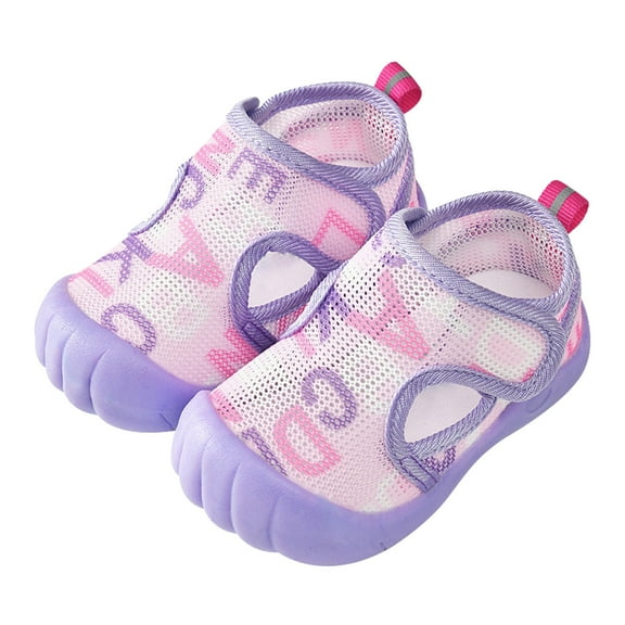 GZEFJRQM Toddler Summer Shoes Water Shoes Boys Letters Printed Anti Kick Non-Slip Summer Shoes with Mesh Color Block Beach Sandals Size 5 Toddler Boy Shoes for Outdoor Play Sport Pink 12-18 Months