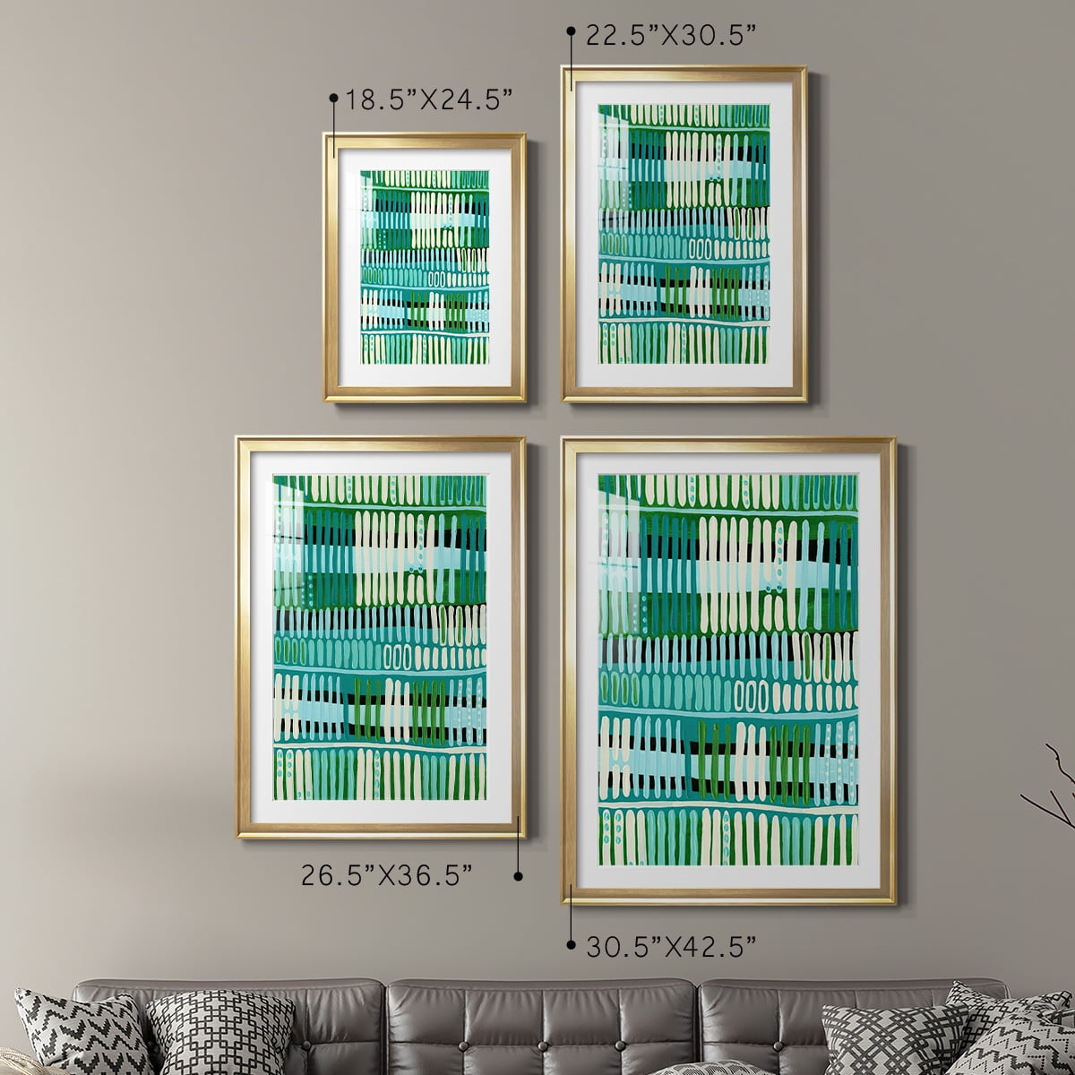 Wexford Home Teal Pattern I Premium Framed Print, 26.5" x 36.5" - Ready to Hang, Gold (Set of 2)