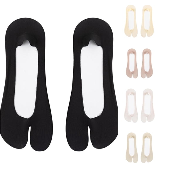 Women Ice‑Silk Split‑Toe No‑Show Socks, Non‑Slip Low‑Cut Invisible Tabi Boat Socks Thin Breathable Liner Socks for Flats