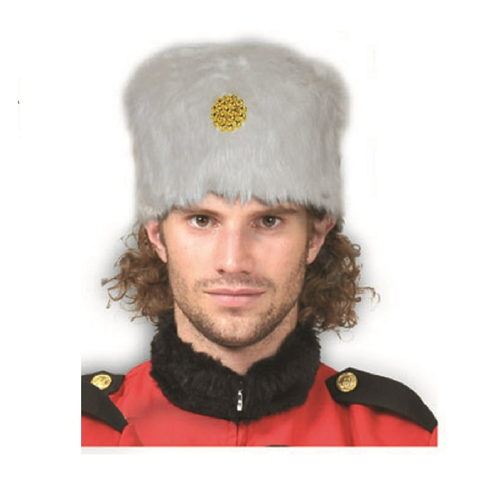 White Russian Cossack Kozak Faux Fur Hat Military Soldier Costume Winter