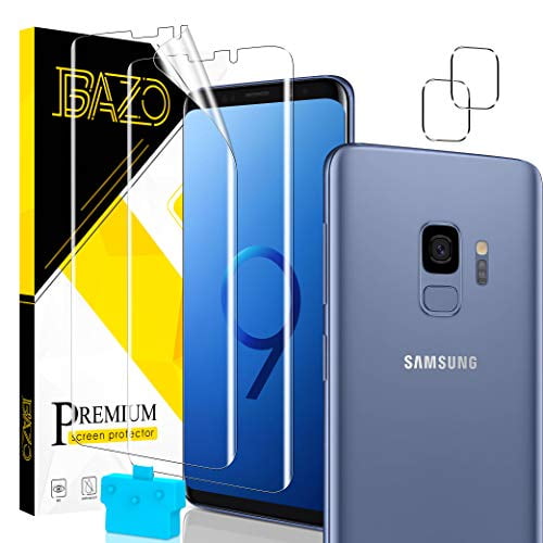2 2 Pack Bazo Fingerprint Unlock Tpu Full Coverage Screen Protector And Tempered Glass Camera Lens Protector For Samsung Galaxy S9 Easy Installation Tool Bubble Free Walmart Com Walmart Com