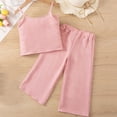 thumbnail image 5 of Umfun Toddler Girls 2 Piece Outfits, Bow Detail Spaghetti Strap Top + Wide Leg Pants Set, Cute Casual Wear, 5 of 8