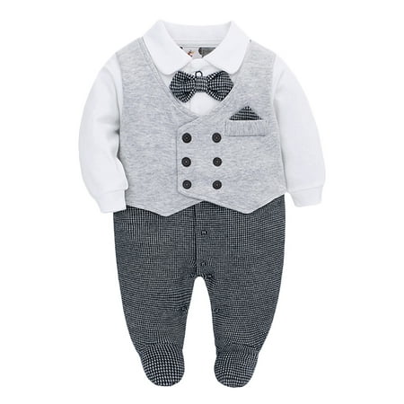 

famuka 0-12 Months Baby Boy Formal Bodysuit One Piece Gentleman Romper