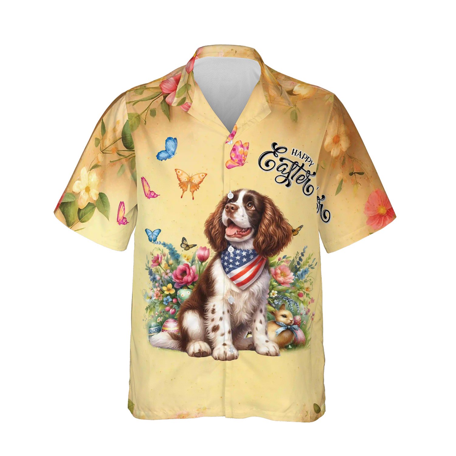 English Springer Spaniel Celebrates Spring and Enjoys a Happy Easter Hawaiian Shirt Breathable Summer Unisex Merch Springers Dog Lover Gifts - 02001