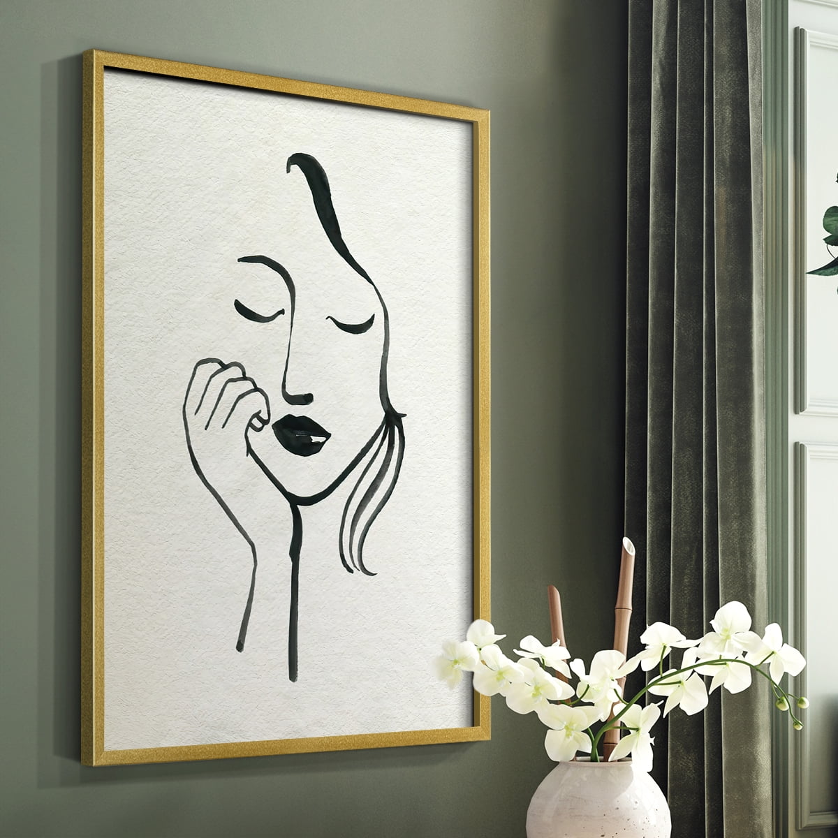 Day Dreamer I Framed Print in Gold Solid Wood Framed Print No Nail Hanging