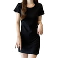 thumbnail image 2 of Viikei Summer Flowy Dress Women Boho,Women's Solid Color Slim Square Neck Short Sleeved Dress Short Sleeved Square Neck Dress Black L, 2 of 9