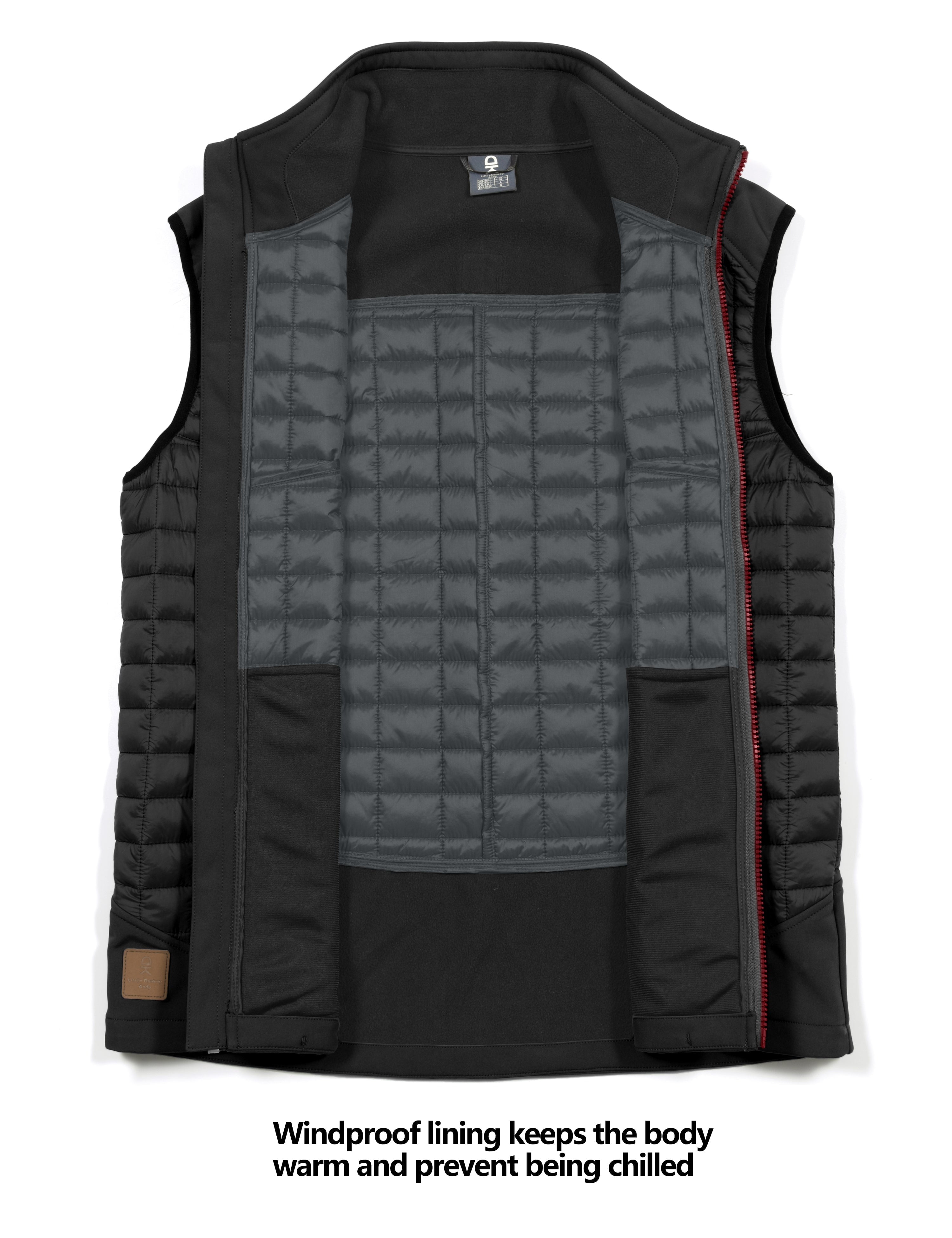 Little Donkey Andy Men’s Lightweight Puffer Vest, Warm Outdoor Sleeveless Jacket for Hiking Travel Running Black M