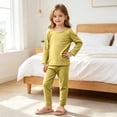 thumbnail image 6 of LEKWK Toddler Boys Girls Pajamas Long Sleeve Loungewear Tops Matching Straight Leg Pants Kids Cotton Sleepwear Fall Casual Home Nightwear 6M-7Y, 6 of 9