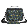 thumbnail image 2 of Dinosaur and Foliage Navy Blue Pattern Insulated Lunch Box for Women Men, Medium Leakproof Cooler Bag with Adjustable Strap, 10"x6.7"x8", 2 of 6