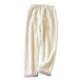 thumbnail image 2 of Pajamas For Women Hxshgdsn Women's Solid Color Velvet Pajama Pants，Thick Warm Loose Sleeping Pants For Home Comfort Beige M, 2 of 6