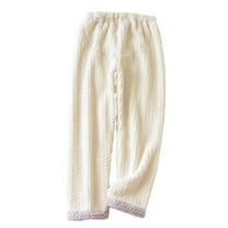Women's Maternity Fuzzy Pajama Pants Comfy Warm Fleece Pajamas Lounge Long Pant Sleepwear Home Trousers for Pregnant